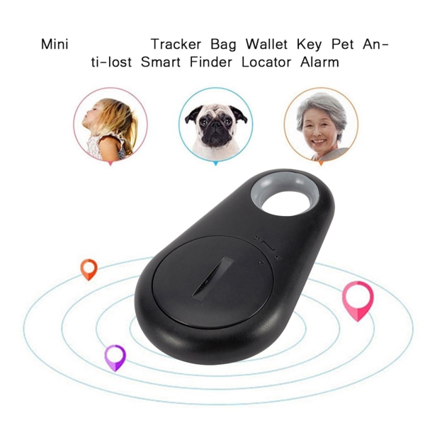 Mini Bluetooth Tracker Bag Lommeboknøkkel Pet Anti tapt Smart Finder Locator Alarm svart black