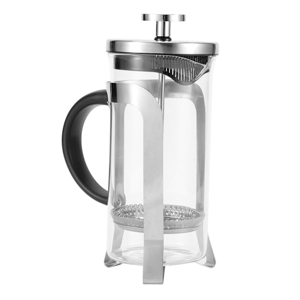 Kaffe- och tepress i glas med hög temperaturbeständighet, 350 ml, silver