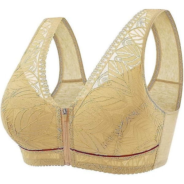 Camilace Plus Size Gul Front Lukking Trådløs BH