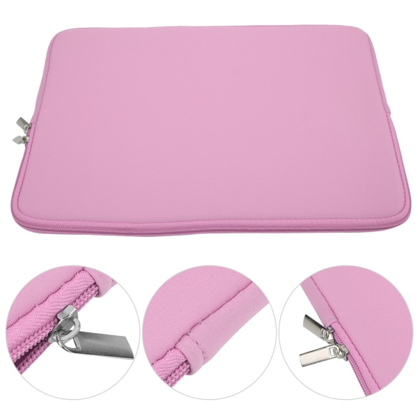 Ensfarvet laptop sleeve notebook håndtaske bæretaske lynlås strømforsyning taske Pink 14 tommer