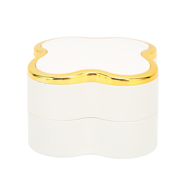 Lighted Rings Box Soft Flocking Luminous Four Leaf Clover Design Jewelry Display Gift Box for Weddings AnniversariesWhite