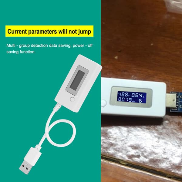 LCD bakgrunnsbelyst digitalt display USB ammeter voltmeter ladekapasitet strømtester