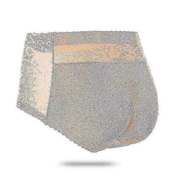 Padded Butt Lifter Shaper Panties - Women's Mid-waist Fake Ass Enhancer (Beige, S)