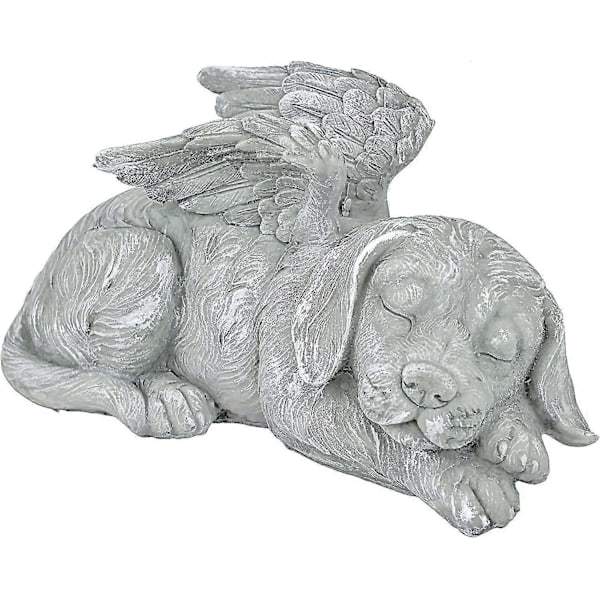 Husdjursminnesmärke Gravmarkör Staty - Yaju Hundängel, Polyresin, Stenfinish, Grå (1st)