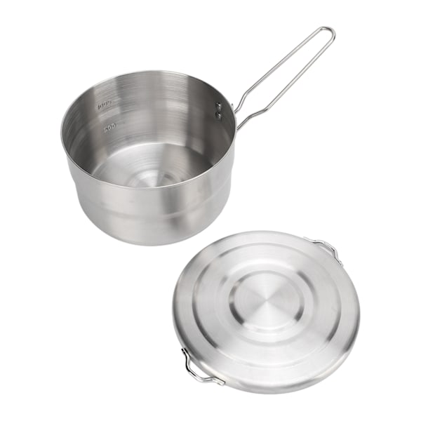 1,5L Camping Gryte 304 Rustfritt Stål Sammenleggbart Håndtak Stabil Camping Kok Gryte Med Lokk For Utendørs Fjellklatring Fotturer