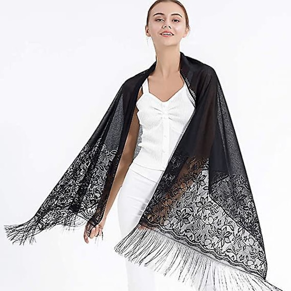 Elegant spets Pashmina sjal för kvinnor - Perfekt för bröllop
