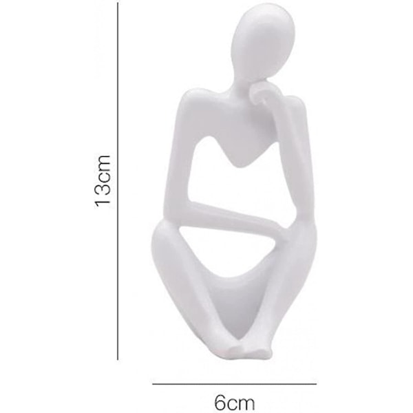 Tänkaren Staty, harts Tänkaren Abstrakt Skulptur Staty Moderna Karaktärsfigurer Vit Upprätt