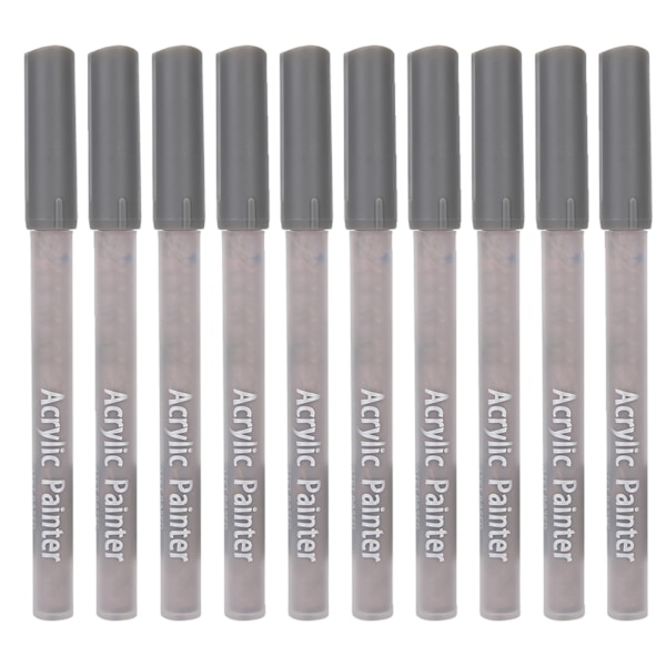 10pcs 1100M Acrylic Markers 1.0mm Fine Tip Non-Toxic Doodling Pens for DIY Rock Painting Stone Ceramic Glass Wood CanvasCharcoal Gray