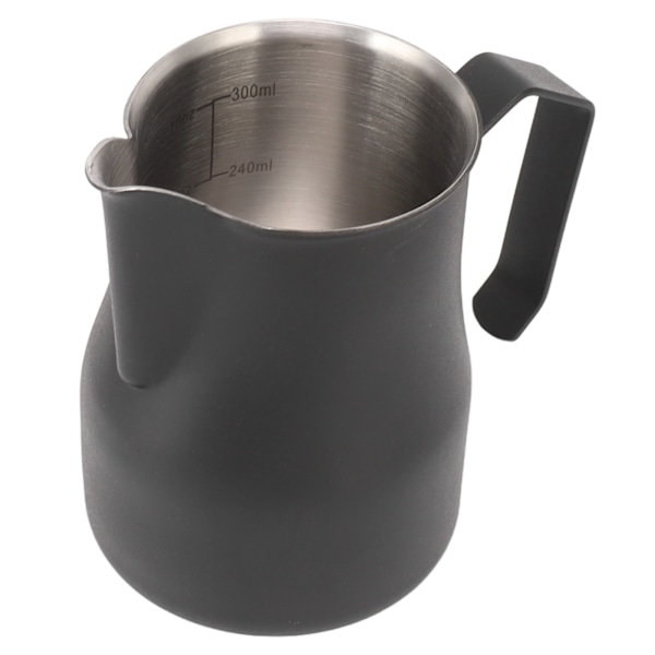 Melkeskummerkanne 304 Rustfritt Stål Tute Munn Skala Kaffe Latte Melkeskummerkanne for Arbeidskontor Matt Svart 350ml