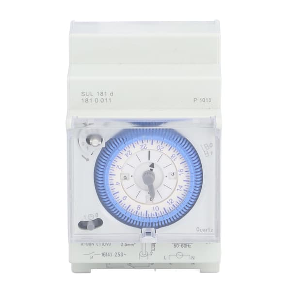Mekanisk Timer Switch 24 Timer Tidsafbryder DIN-skinne med Strømreserve SUL 181d 110‑230V