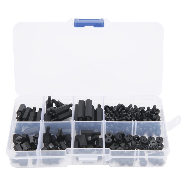 180 st Nylon Muttersortiment Standoff Kit Enkelvägs industritillbehör Svart M3