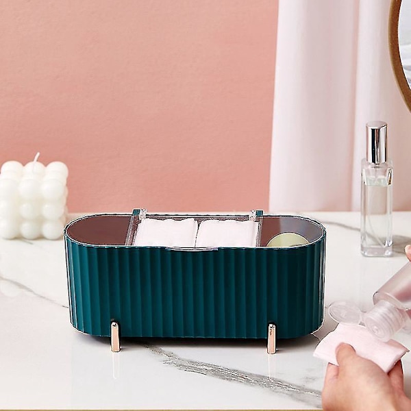 Makeup Organizer med Transparent Låg til Vatdiske og Vatpinde - Bleg Lilla