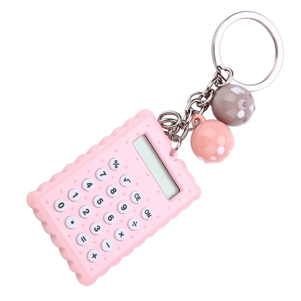 Mini Portable Cute Cookies Style Key Chain Calculator Candy Color Pocket Calculator (rosa)