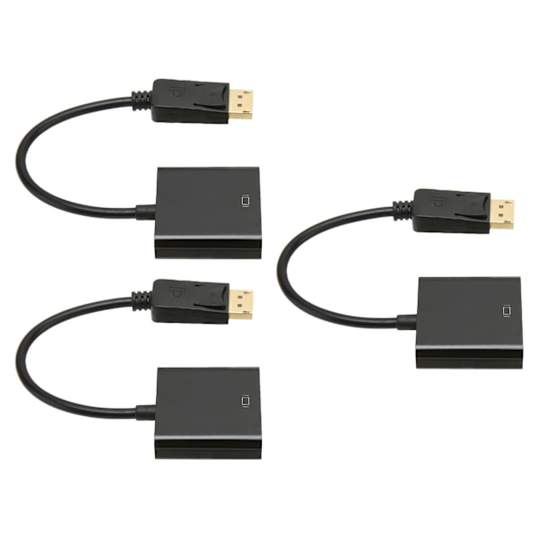 3 kpl DP-VGA-sovitin 1920x1080 FHD 60Hz Kullattu kompakti DisplayPort-VGA-sovitin kannettavalle pöytäkoneelle