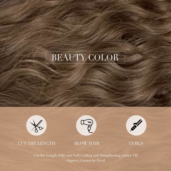 14" BIR brun lockig peruk för kvinnor Vågig syntetisk peruk med lugg varje dag