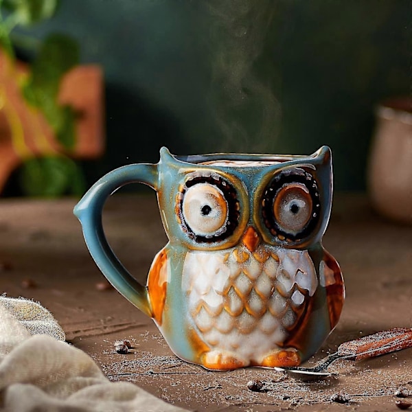 Ny, passende Sød Ugle Kaffekop Kaffe Te Cyan Sød Ugle Morgenkaffe Keramisk Kop (cyan)