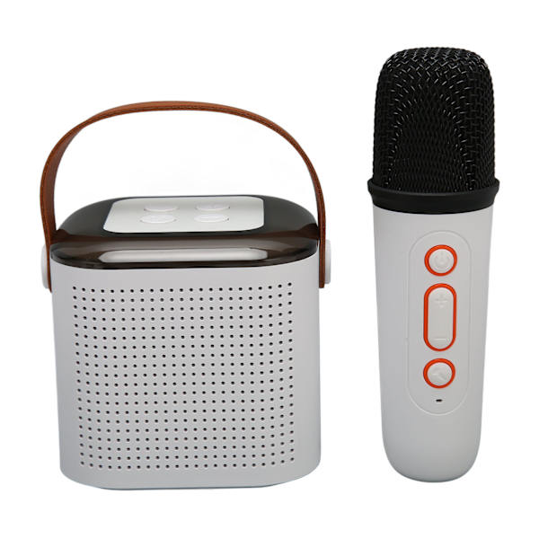 Karaoke-kone Stereo RGB-valo Kannettava Bluetooth-kaiutin 1 mikrofonilla kotijuhliin Valkoinen