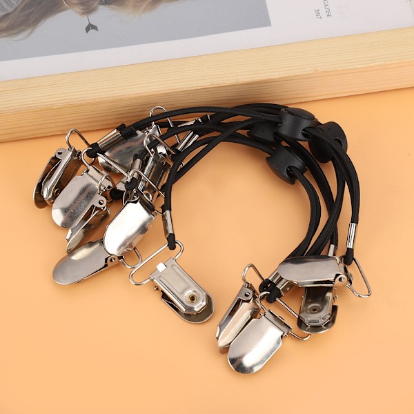 Multifunktionelle justerbare lagenclips Fasteners Suspender Clip på holdere Grippers stropper (sort)