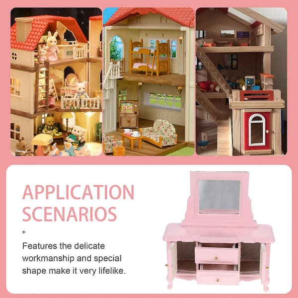 Miniature Dressing Table Wooden Model for Dollhouse Decoration