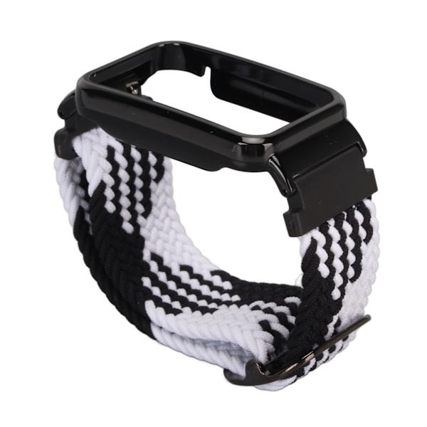 Stretch nylon flätat watch med skyddande stötfångare Case Passar för Mi Band 7 Pro Svart vitt och svart case