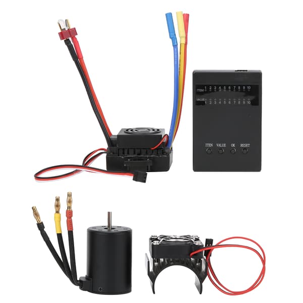 3650 3900KV Børsteløs Motor 60A ESC+Programmeringskort Kølepladesæt til 1/10 RC Bil