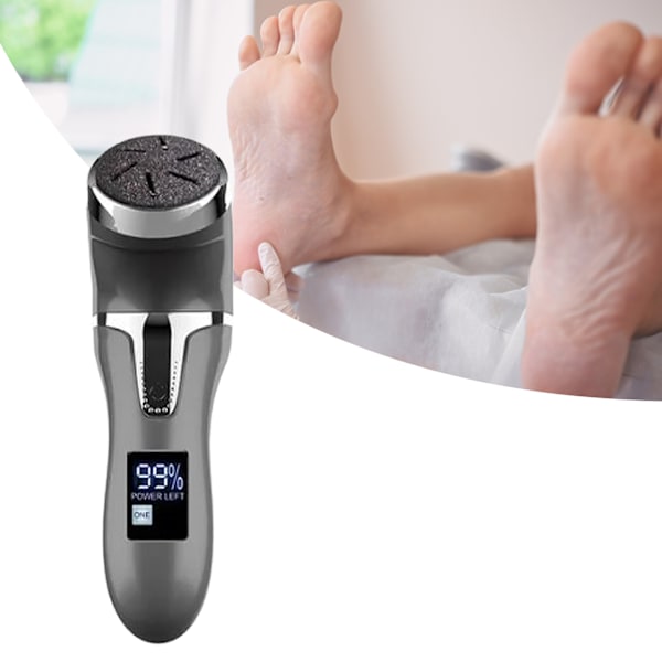 Elektrisk Foot Callus Remover LCD-skærm Død hudfjerner Fodfil Pedicureværktøj til hjemmebrug med 3 slibehoveder Sort