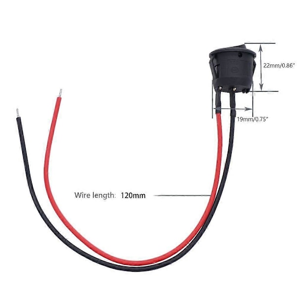 Rund Vippebryter, AC 6A/125V, 3A/250V 2-pins Vippebryter, Låseknappbryter, for Bil, Lastebil, Racerbiler, (10 stk)