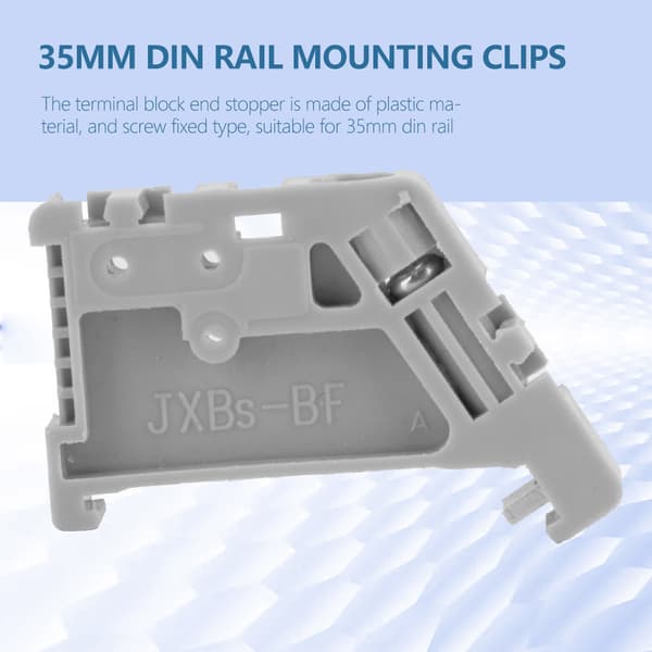 50 stk. 35 mm DIN-skinne Terminal Block End Stopper Monteringsclips Grå (Model 13)