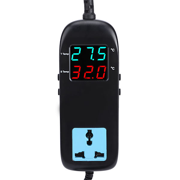 90-250V Digital Display Temperaturregulator Elektronisk Termostat med Strømkabel EU-plugg