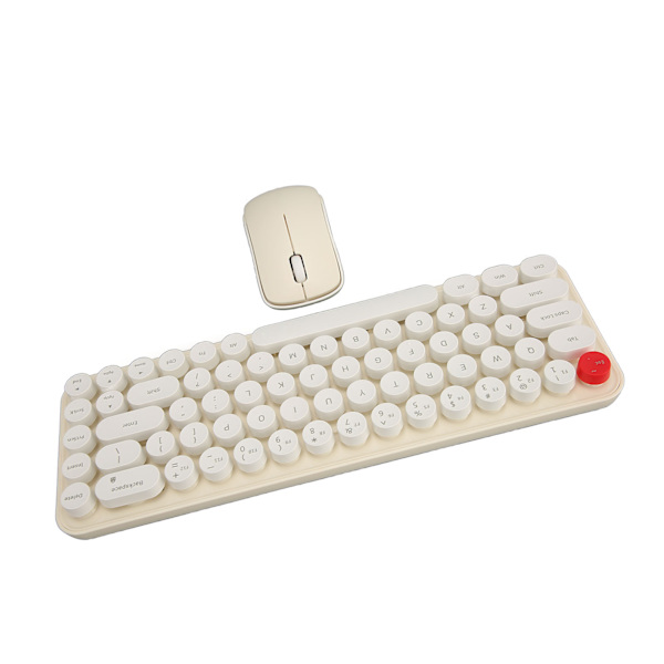 Trådlöst tangentbord Mus Combo Mini Bärbar Retro Silent 2.4G Trådlös 68 tangenter Office Tangentbord Mus Set Beige