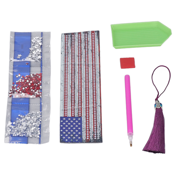 DIY Rhinestones Painting Bookmarks American Flag Marking Reading Progress Rhinestones Painting Bookmarks for Gifts