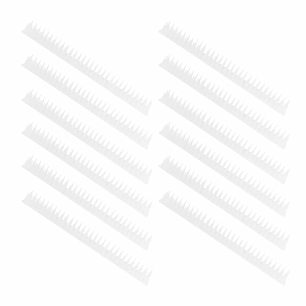 12 st Utomhusplast Anti Bird Spike Strips Repellent Defender för staket Väggtak Vit