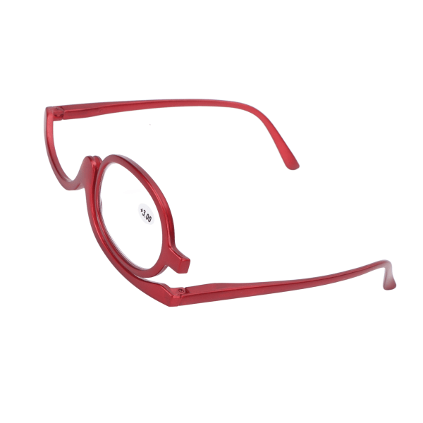 Forstørrelsesglas Makeup-briller Enkeltglas drejelige moderigtige øjenmakeup-briller til kvinder Rød(+3,00 )