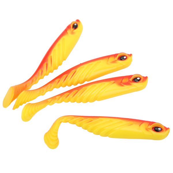 4PCS AR48 75mm/3.2g T-svans mjukt bete Dubbla färger Konstgjorda fiskedrag Wobblers Red Back