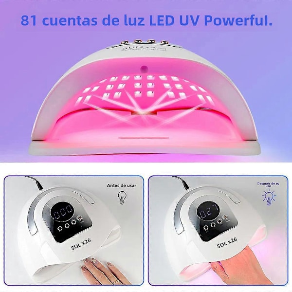 Profesjonell negletørker med 81 LED-lys og automatisk sensor, tidsstyrt tørking for manikyr og UV-neglelakk, egnet for hjemmebruk og salong EU