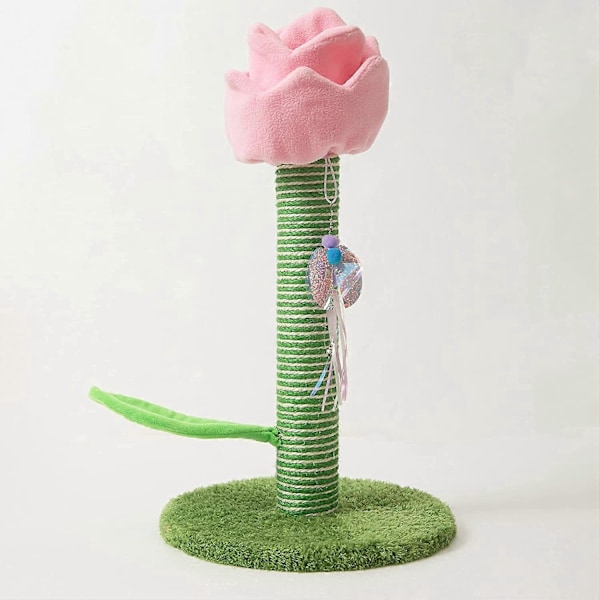 Søt Klorebrett for Katter - Rosa Blomst Klorebrett med Sommerfuglleker for Små Store Katter, Katteutstyr, Kattetårn, Kattemøbler for Innekatter