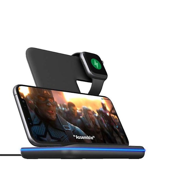 Trådlös Laddningsstation för iPhone och Apple Watch - Snabbladdningsdocka för Apple Watch Series 1/2/3/4/5, AirPods, iPhone 11/11 Pro/11 Pro Max