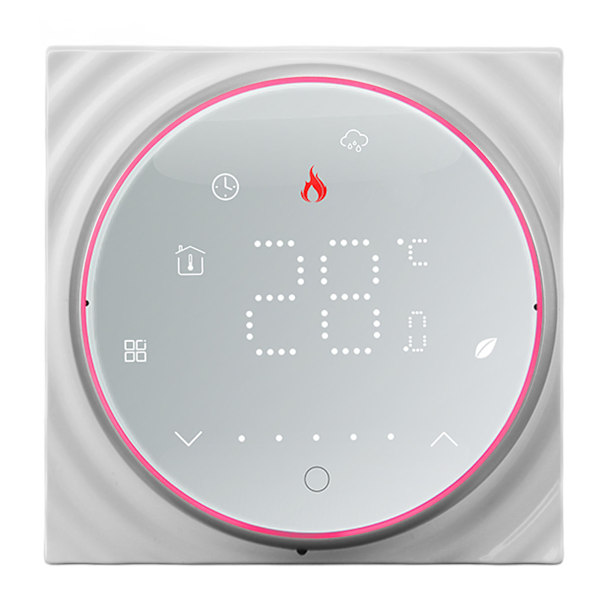 Smart termostat 1 vecka programmerbar LED-display infälld rektangulär bas digital termostat AC95-240V för pannvärmesystem vit