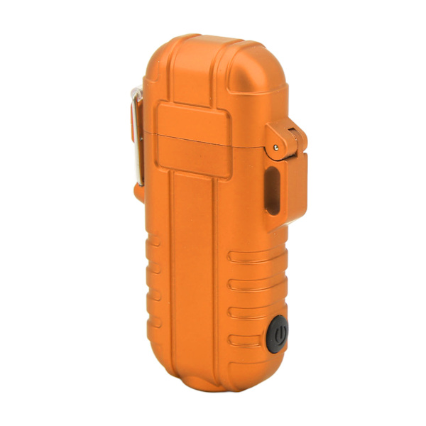 Udendørs dobbelt bue elektrisk lighter bærbar vandtæt lommelygte lighter opladning puls vindsikker lighter orange