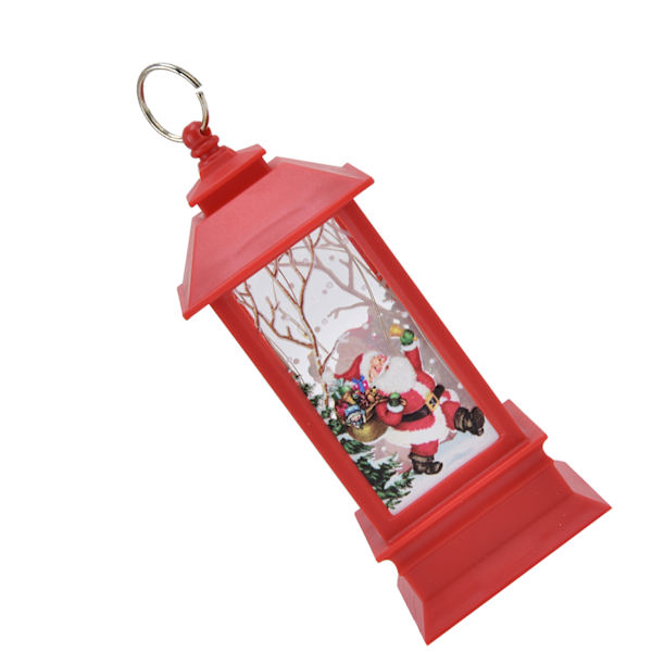 Jul Dekorativ Hängande Lykta Bärbar Jultomte LED-lampa Heminredning Röd