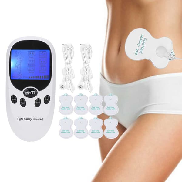 Digital Elektronisk Dobbelt Output Massager Muskelstimulator Smertelindring Massageinstrument