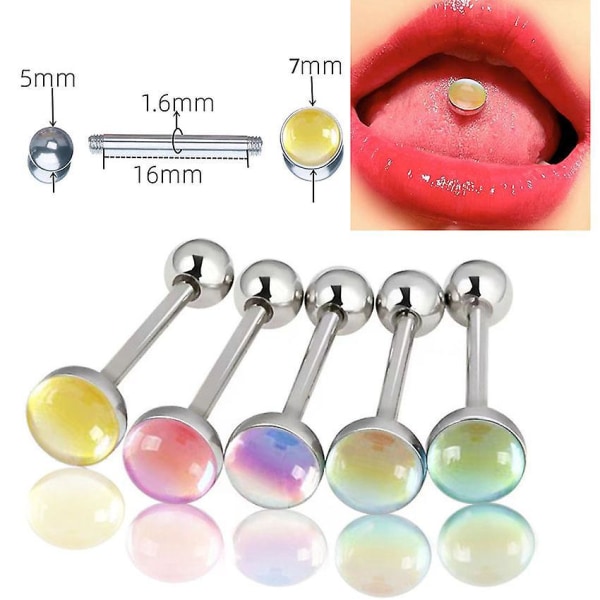 Cat Eye Aurora Tongue Nail Set i rostfritt stål