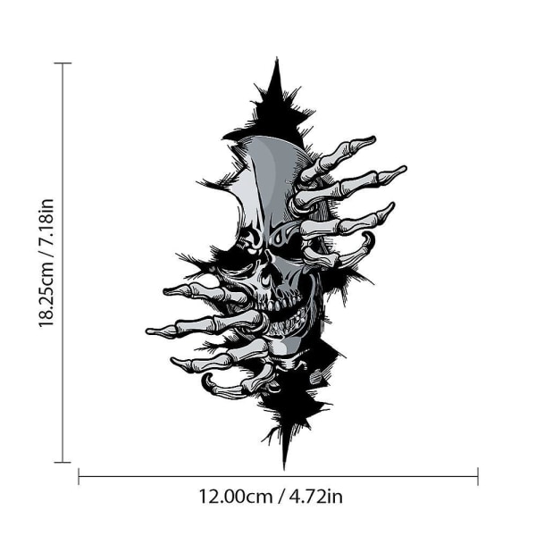 Skalle Skräckdekal för bilar, 12x18cm fordonsdekal
