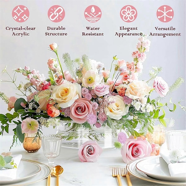 4-pak Blomstervase Rund, Klar Vase, Blomstervaser til Borddekorationer