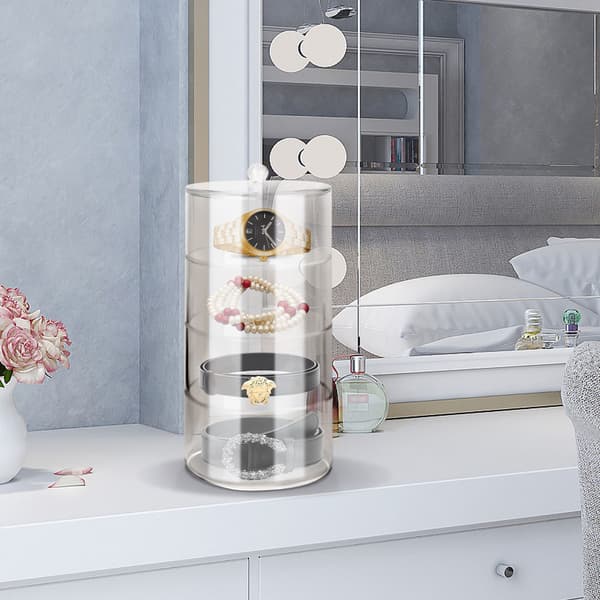 Akryl Bælte Organizer 2 Lag Gennemsigtig 5,5 tommer Diameter Stærk Let Bælte Display Case