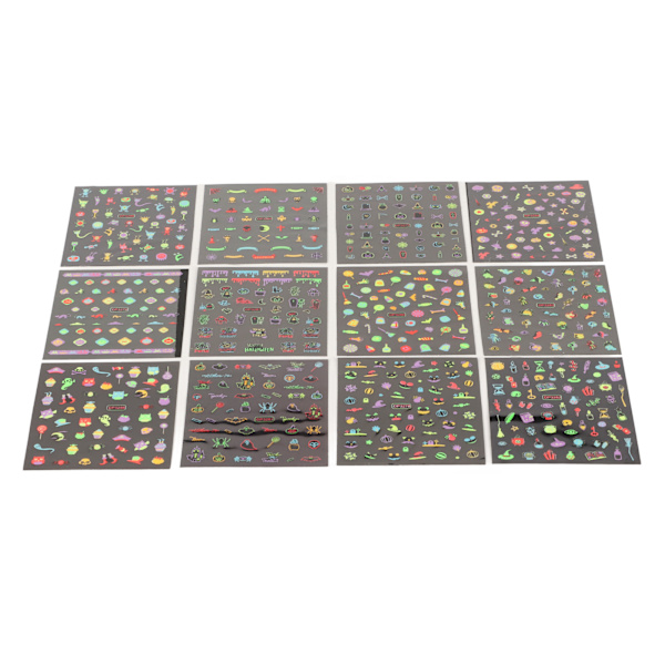 12 ark Nail Art Stickers Självhäftande DIY Långvariga multifunktionella Halloween Nageldekaler