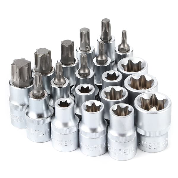 19 stk/sæt 1/2 tomme Drive Star Hex Socket Bit Kit E Type Han Hun Bilreparationsværktøj