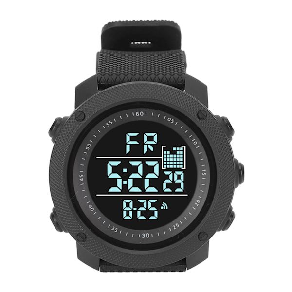 Utendørs LCD Klokke Multifunksjon Vanntett Sport Digital Armbåndsur for Fritid Løping Sykling Fjellklatring Svart