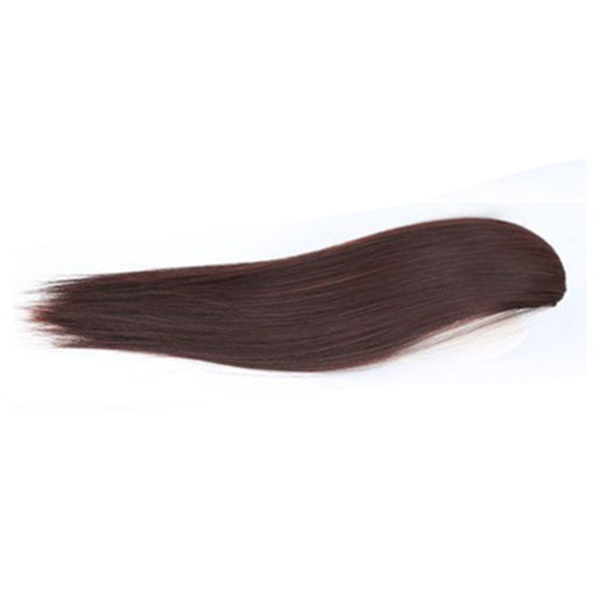 Rett hårstykke 11,8 tommer lengde fortykket fluffy lett vekt elastisk klips kvinne hårstykke for fest bursdag cosplay mørk brun 11,8 tommer