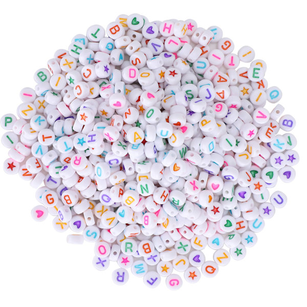 1000 kpl kirjainhelmiä pyöreä väri aakkoset FiveStar Peach Heart akryyli DIY rannekoru työkalu